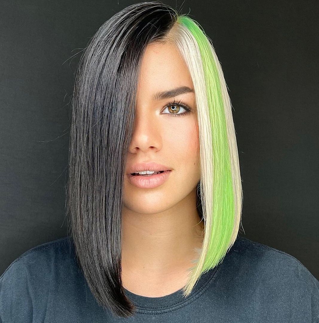 Funky Half-Black Half-Blonde Lob