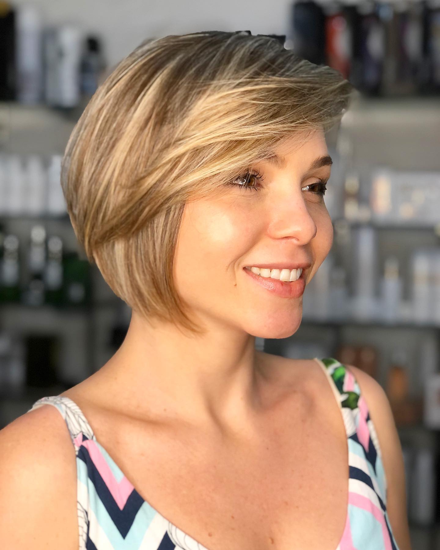 Chin-Length Bob with Side-Swept Bangs