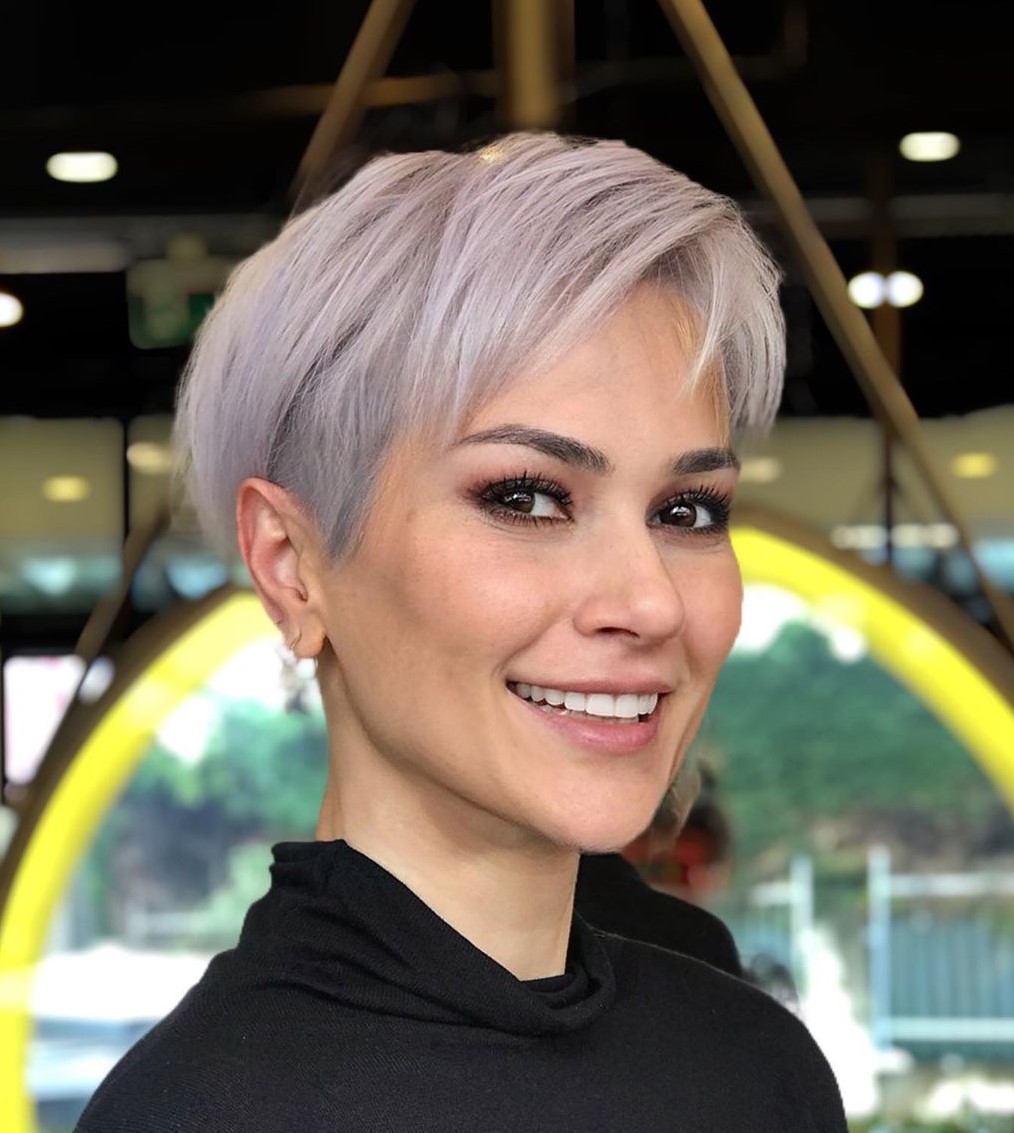 Gray Undercut Pixie with Lifted Bangs