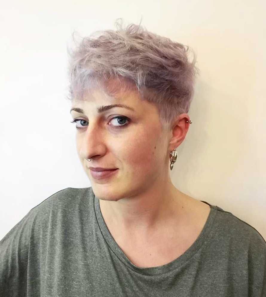 Funky Lavender Pixie for Wavy Hair