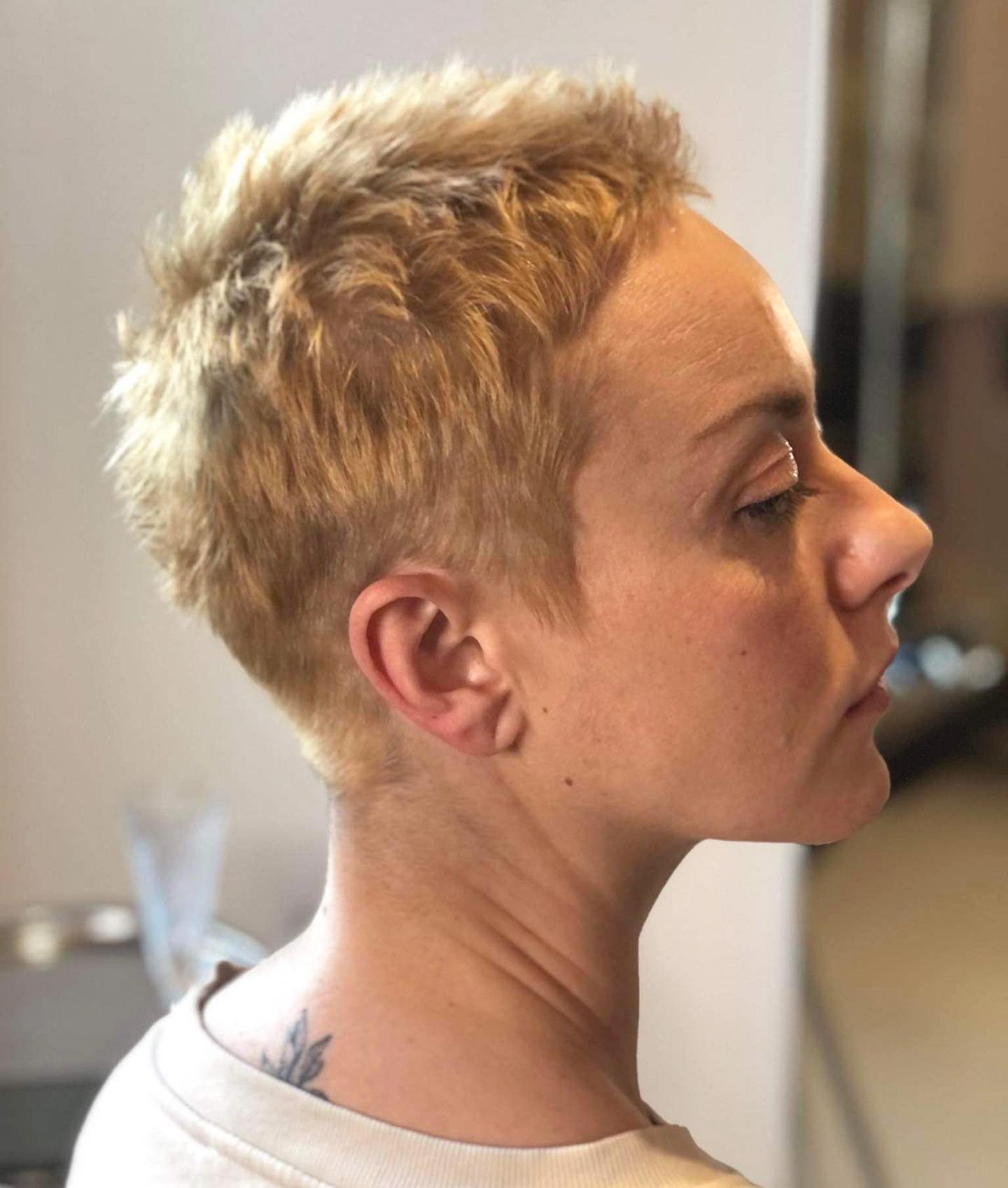 Short Edgy Honey Blonde Hairstyle