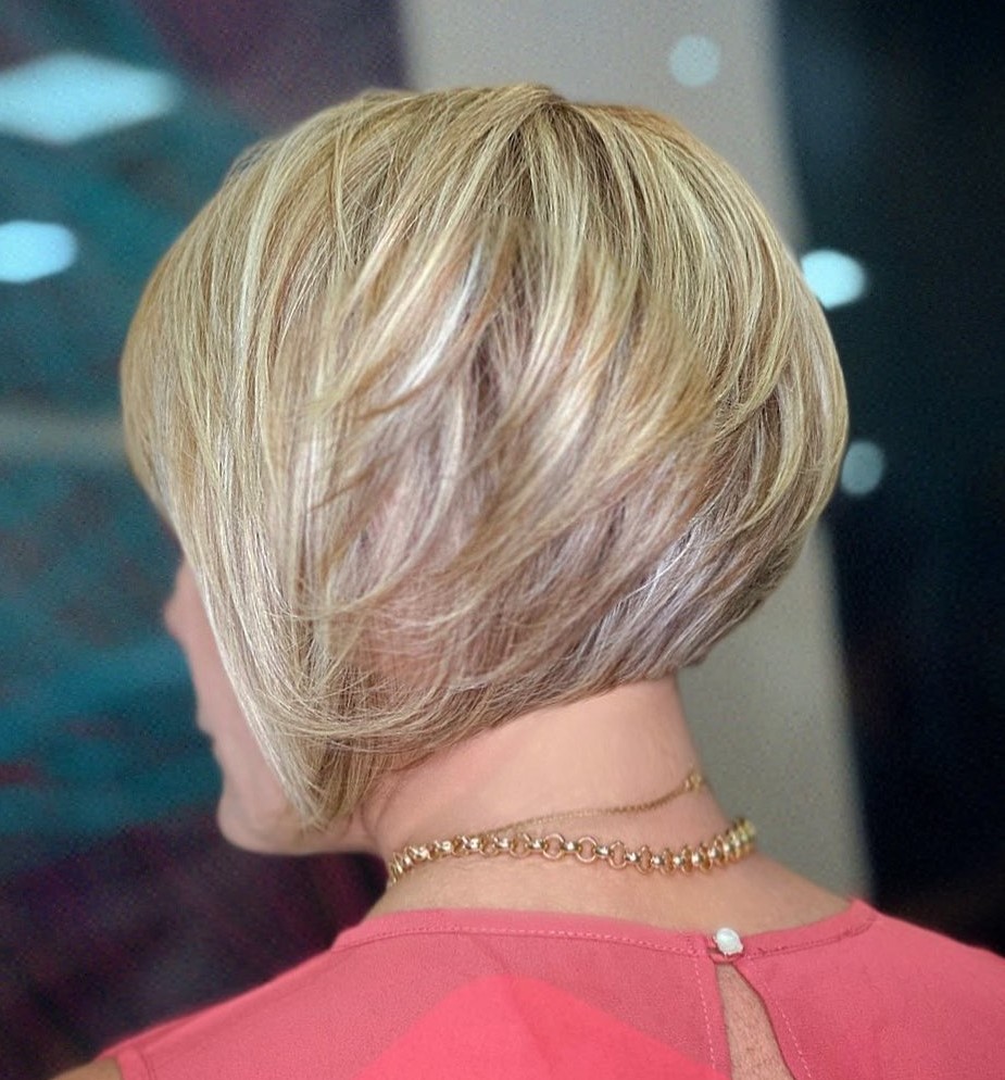 Blonde Inverted Bob with Swoopy Layers