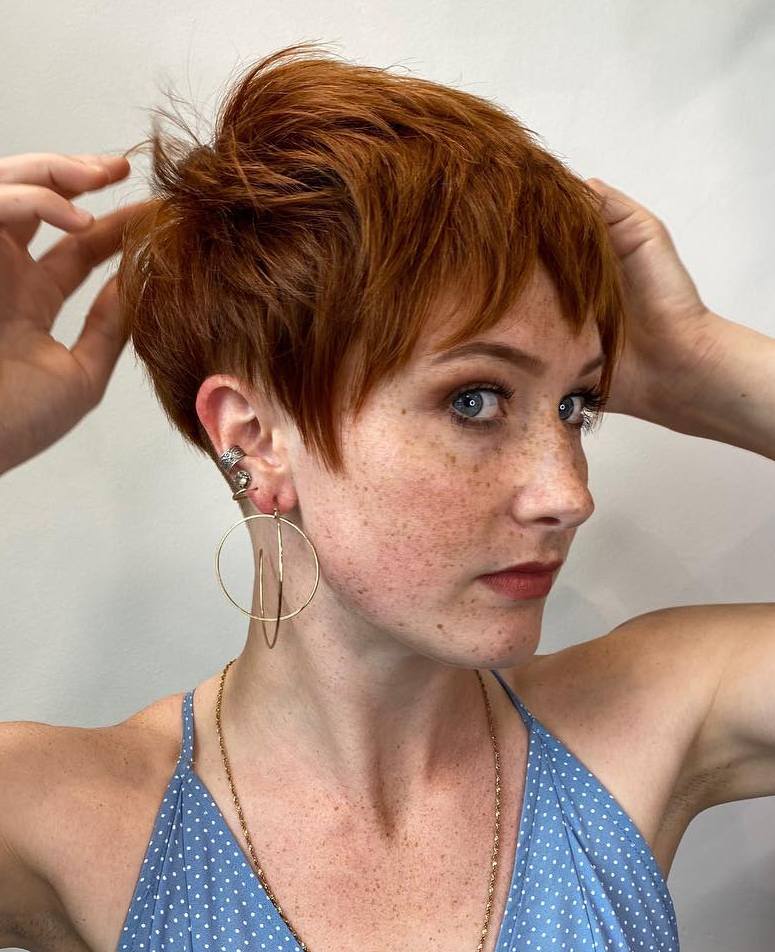 Tapered Red Pixie with Shaggy Layers