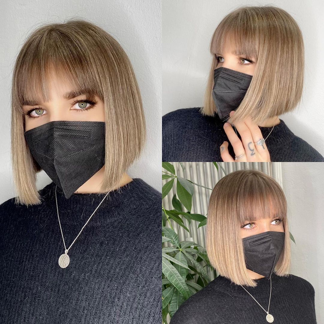 Blunt Fine Hair Bob with Bangs