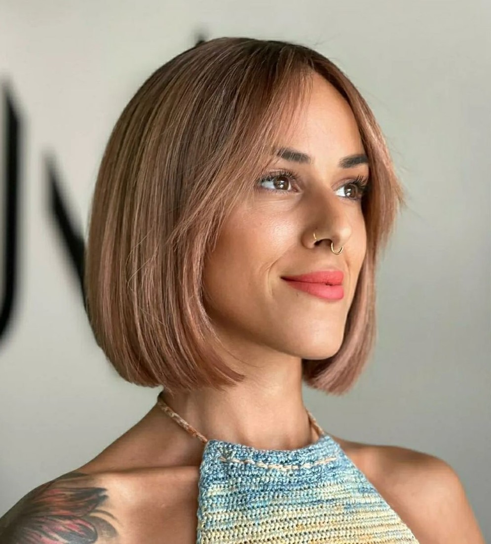 Blunt Bob with Wispy Center-Parted Bangs