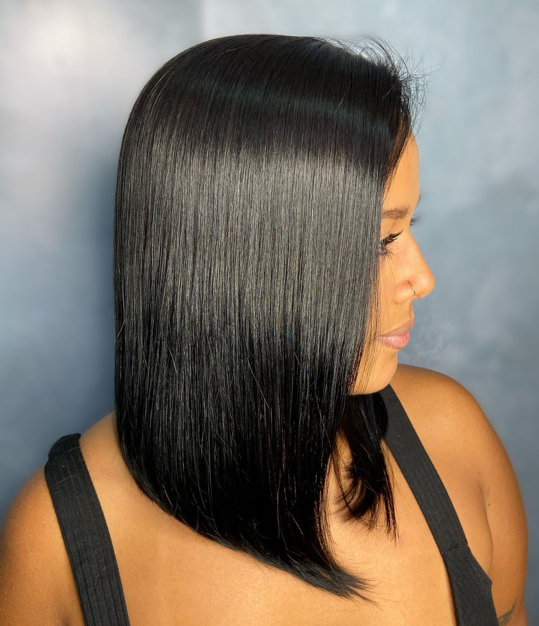 High-Shine Black A-Line Lob