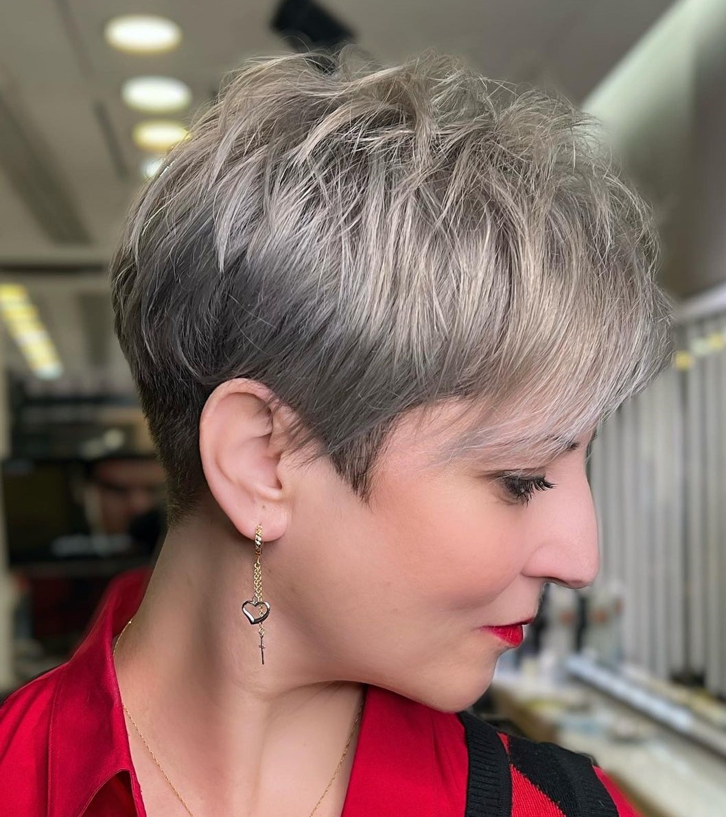 Wispy Ash Blonde Pixie with Dark Undercut