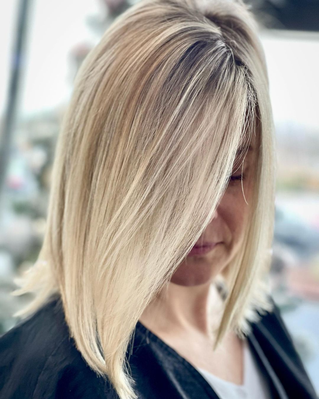 Blonde Peek-a-Boo Lob with Shadow Roots